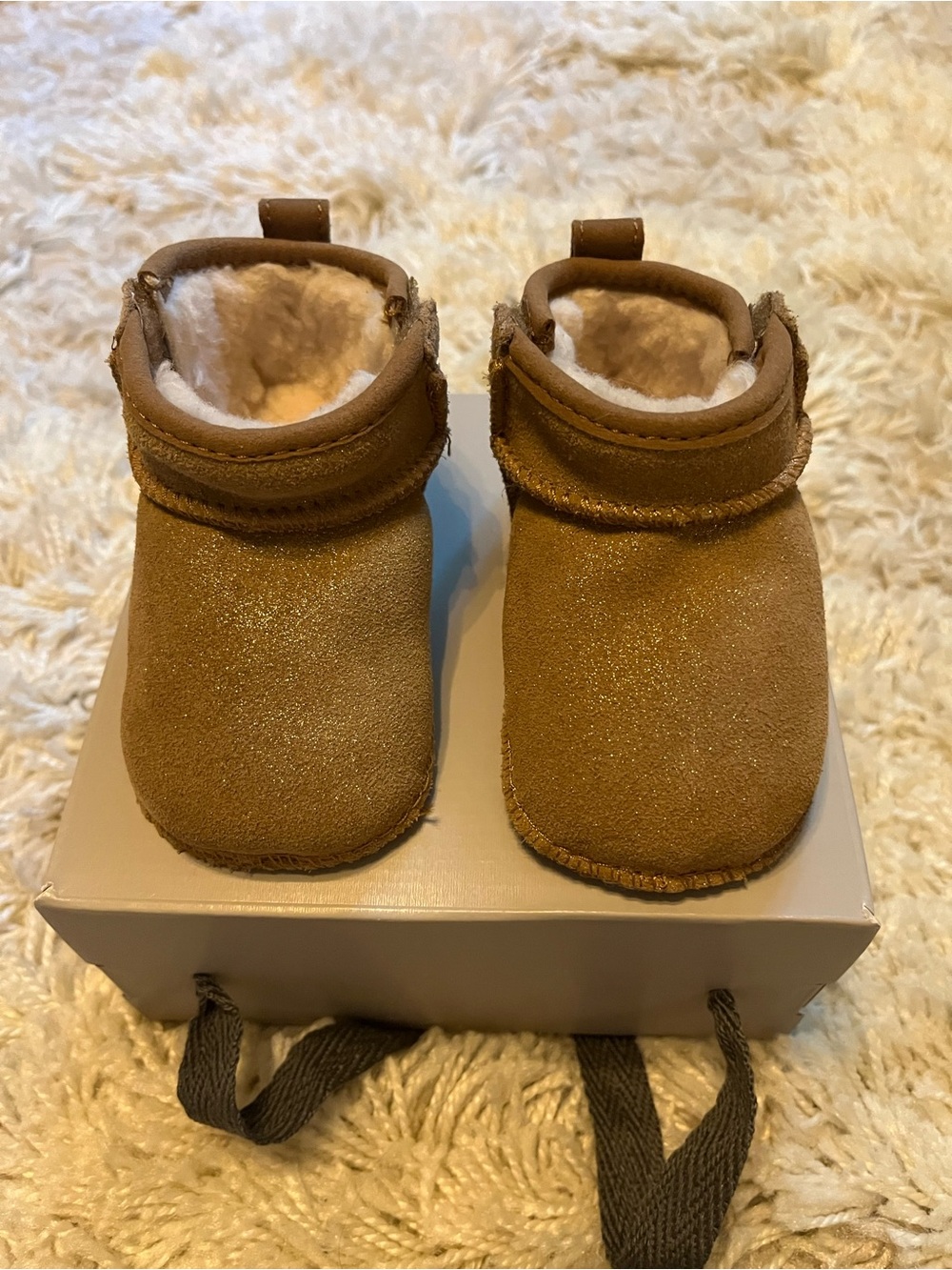 UGG Toddler Sparkle Chestnut Tan Faux-Suede Cozy Boots